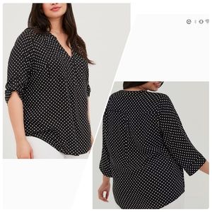 NWT Torrid Black Polka Dot Georgette HARPER Blouse Size 3X▪●